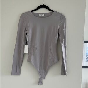 Aritzia Gray Long Sleeve Bodysuit